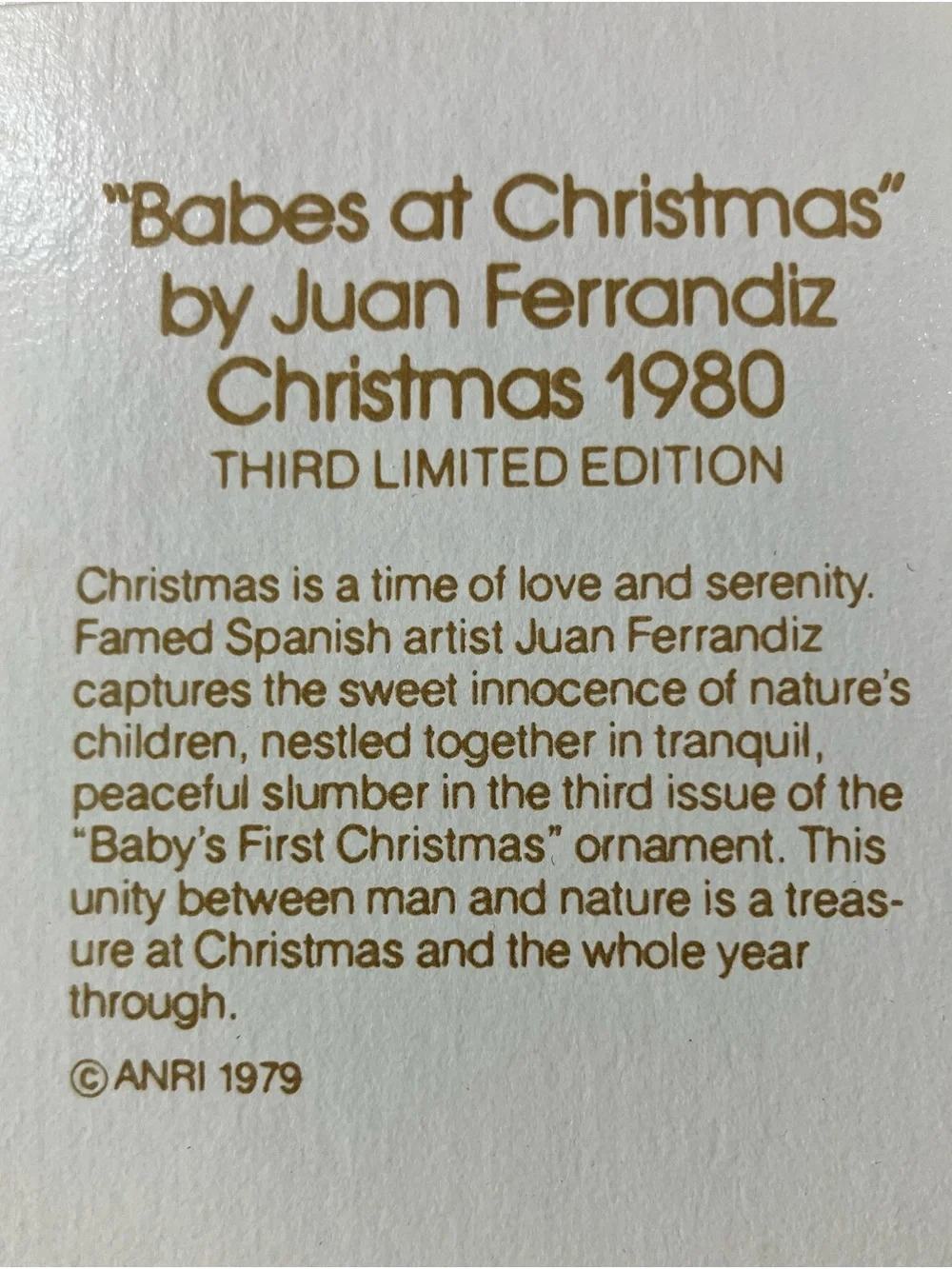 Ferrandiz Christmas 1980 Holiday Ornament - Multicolor